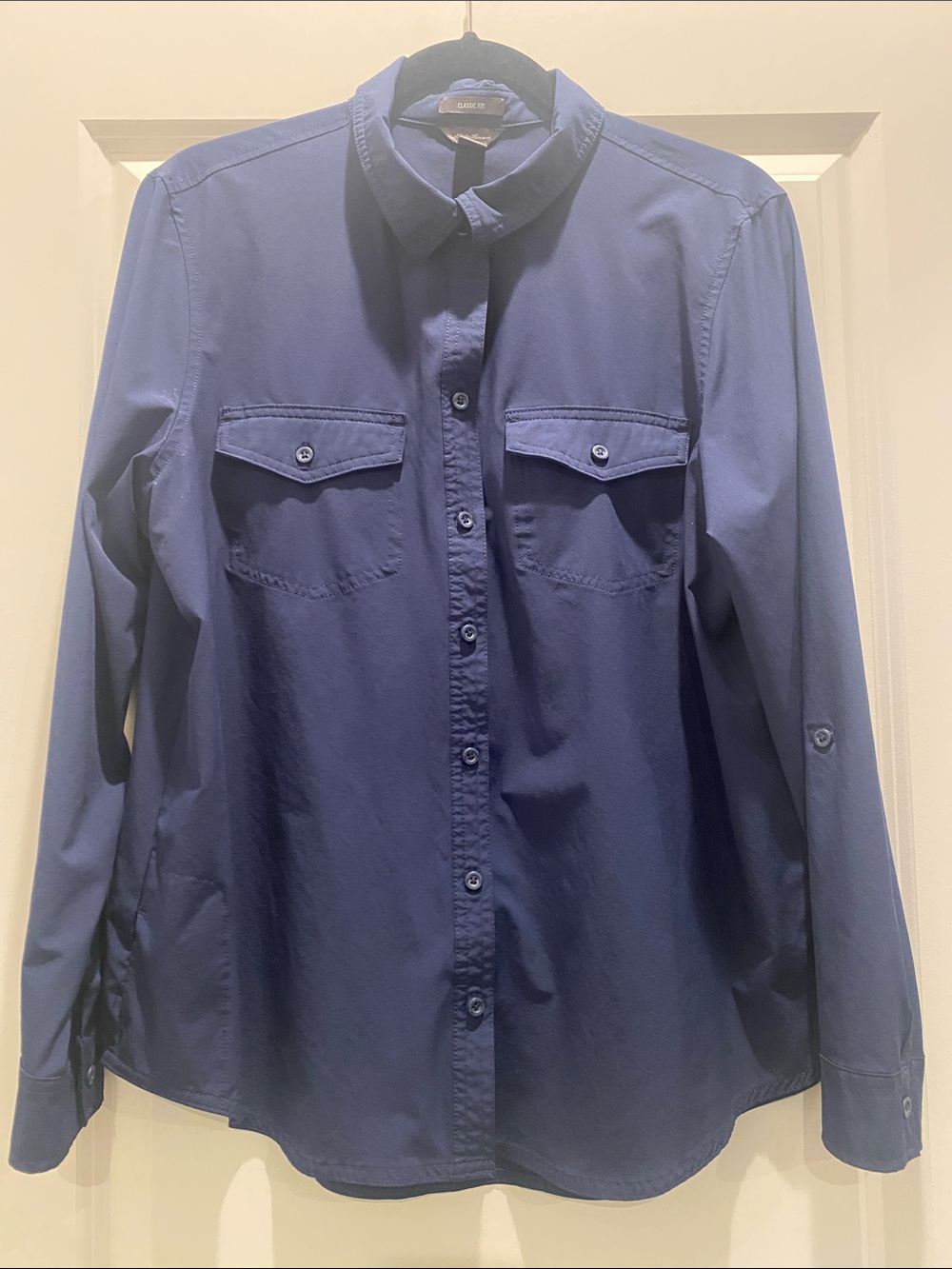 Eddie Bauer Navy Blue Button-Front Women's Shirt